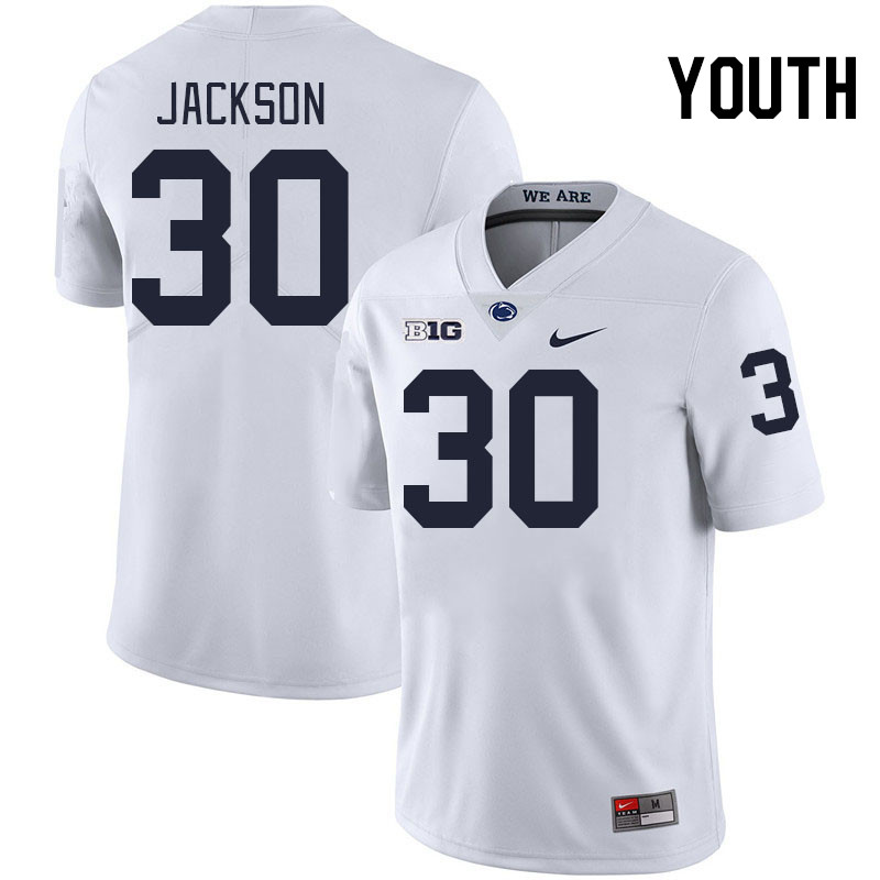 Youth #30 Kari Jackson Penn State Nittany Lions College Football Jerseys Stitched-White